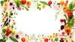 © Taisiia - Frame of vegetables on a plain background