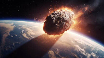Wall Mural - an asteroid is flying to earth.