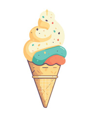 Sticker - Sweet ice cream cone with topping icon