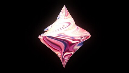 3d render, Abstract smooth shape chromefile colors on black background, loops animation