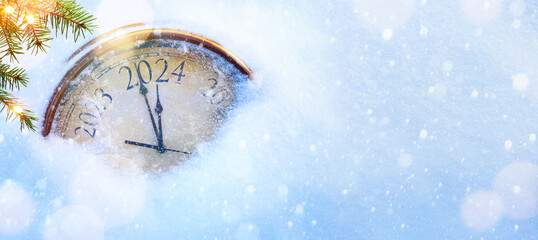 Wall Mural - 2024 happy new year; christmas greeting card design background. xmas holidays eve; party poster, ban