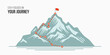 © Ramosh Artworks - journey concept vector illustration of a mountain with path and a flag at the top, route to mountain peak, business journey and planning concept.