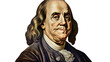 Benjamin Franklin extracted from US banknotes. Isolated on Transparent background.

