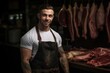 Caucasian Male Butcher Background Scene Charming Generative AI