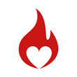 Heart icon with fire. Illustration
