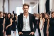 Caucasian Male Fashion Designer Backdrop Scene Smart Looking Generative AI