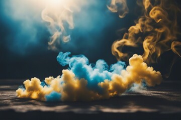 Sticker - Blue and yellow smoke wallpaper background backdrop