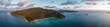 XXL panorama evening aerial wide angle view of Hook Island, part of the Whitsunday Islands group near the Great Barrier Reef in Queensland, Australia. Black and Langford Islands on the right.