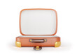 © Kahan Shan - 3d render open cartoon leather travel suitcase isolated on a white background