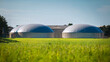 Large tanks for natural gas storage. during sunny summer day