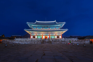 Gyeongbokgung Palace at night is beautiful, Seoul, South Korea.