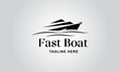 Fast Boat Logo Design Template. Pleasure boat Logo Design. Speed Boat in Sea.