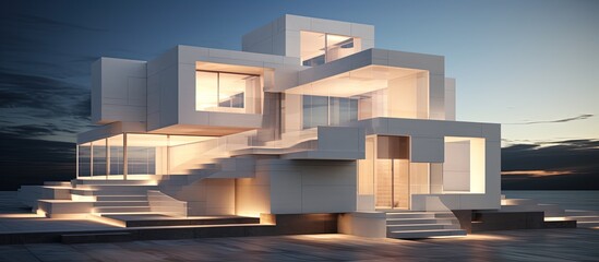 a modernistic, cubic residence.