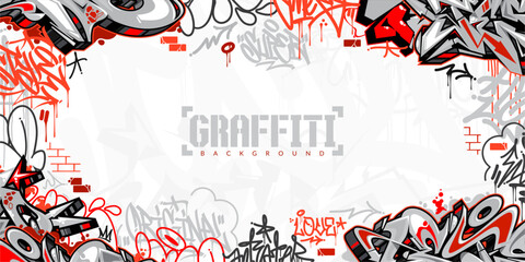 Wall Mural - White Abstract Urban Style Hiphop Graffiti Street Art Vector Illustration Background Template