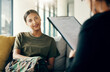 © aLListar/peopleimages.com - Talking, soldier or woman in therapy for trauma counselling from military war for army mental health support. Consultation, depression stress or person with therapist to help with psychology on sofa