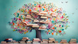© arhendrix - International literacy day concept with tree with books like leaves.