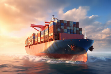 Wall Mural - Container ship loaded carrying shipping containers in the sea