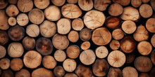 Wooden Natural Sawn Logs As Background.