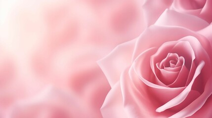 Sticker - Ai generated illustration of a soft pink background with blossoming roses