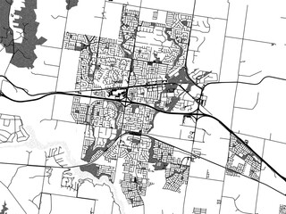 greyscale vector city map of melton in australia with with water, fields and parks, and roads on a w