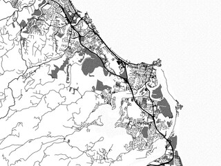 greyscale vector city map of tweed heads in australia with with water, fields and parks, and roads o