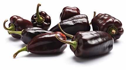 Canvas Print - AI generated illustration of ancho peppers, dried Poblano chilies on a white background