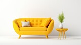 Fototapeta  - Interior of living room modern style with yellow sofa and houseplant on white