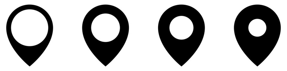 Wall Mural - location icon set. navigation pointer black icon. map point icons.