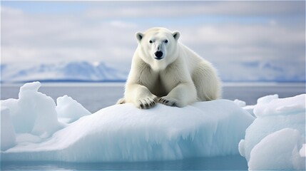 Awe-inspiring, ultra-realistic photograph capturing the stoic solitude of a majestic polar bear