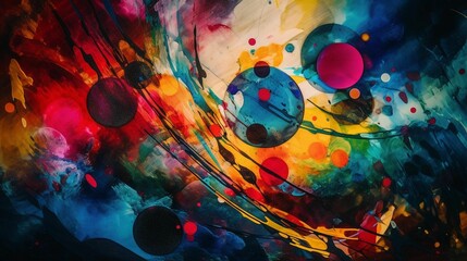 Wall Mural - abstract painting with vibrant colors arranged in a circular pattern, ai-generated.