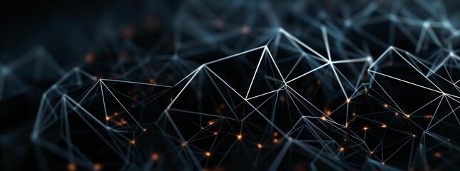 Wall Mural - ai generated illustration of light trails and dots illuminated against a black background