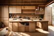 © Imtisal - A Japanese-inspired kitchen with tatami mats and sliding doors.