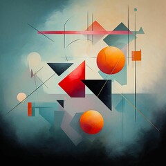 Wall Mural - ai generated illustration of an abstract minimalistic painting with geometric shapes