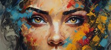 AI Generated Illustration Of A Closeup Of A Woman's Eyes In Vibrant Paints