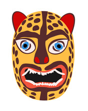 Mexican Jaguar Mask. Vector Isolated Illustration.