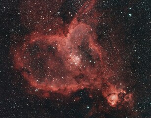 Wall Mural - deepsky astro photography: the heart nebula (ic 1805) in star constellation cassiopeia, natural colo