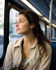 Wall Mural - Local Transportation Model on a city bus or subway - stock photography