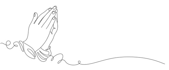 praying hand line art vector illustration