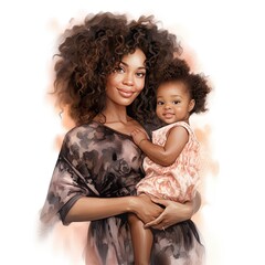 Wall Mural - Beautiful Woman Holding cute Baby isolated on white background