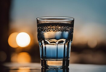 Canvas Print - AI generated illustration of A crystal clear glass of water with a blurry background