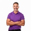 © Usablestores - A happy smiling Man in Purple Shirt isolated on white background