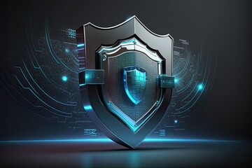 Wall Mural - Cyber security shield technology protected data security and data privacy.Generative AI