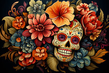 Day Of The Dead Mexican Skull Pattern
