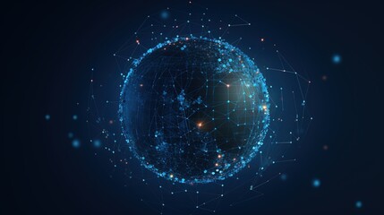 Global social network. Future. Vector. Blue futuristic background with planet Earth. Internet and technology. generative ai