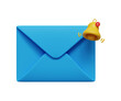 © DETHAL - 3D mail reminder concept. Business e-mail notice. Envelope with bell icon. 3d illustration