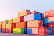© KRISTINA KUPTSEVICH - Logistic shipping yard with cargo container stack on clear blue sky background. International goods export concept. logistic import export and transport industry