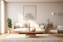 Natural Contemporary Living Room Mockup Template Room Ideas Cosy Comfort Sofa With Blank Space Wall Backdrop Cosy Interior Decorating House Beautiful Background