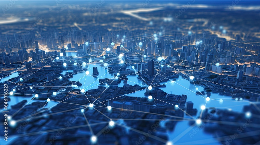 5G wireless network, high speed internet, cloud computing or connect ...