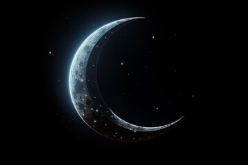 Canvas Print - half a moon in the night sky with stars.