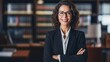© WS Studio 1985 - CEO smiling in office space, perhaps real estate, lawyer, non-profit, marketing. generative ai